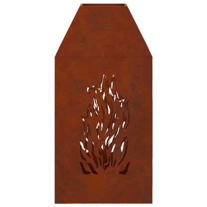 vidaXL Fire Pit Brown 50 x 50 x 100 cm Weather Steel