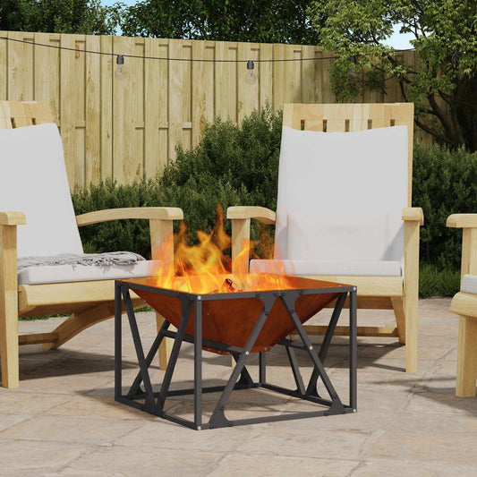 vidaXL Fire Pit Brown 50 x 50 x 35 cm Weathering Steel