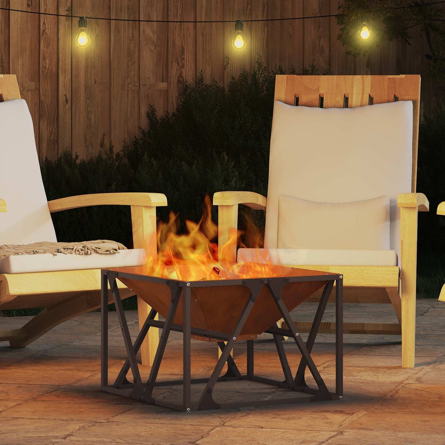 vidaXL Fire Pit Brown 50 x 50 x 35 cm Weathering Steel