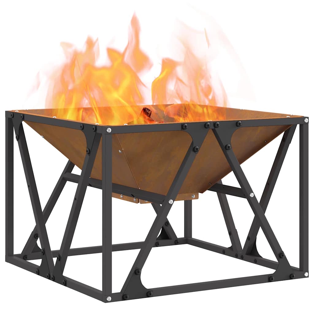 vidaXL Fire Pit Brown 50 x 50 x 35 cm Weathering steel