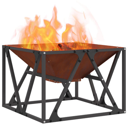 vidaXL Fire Pit Brown 50 x 50 x 35 cm Weathering Steel