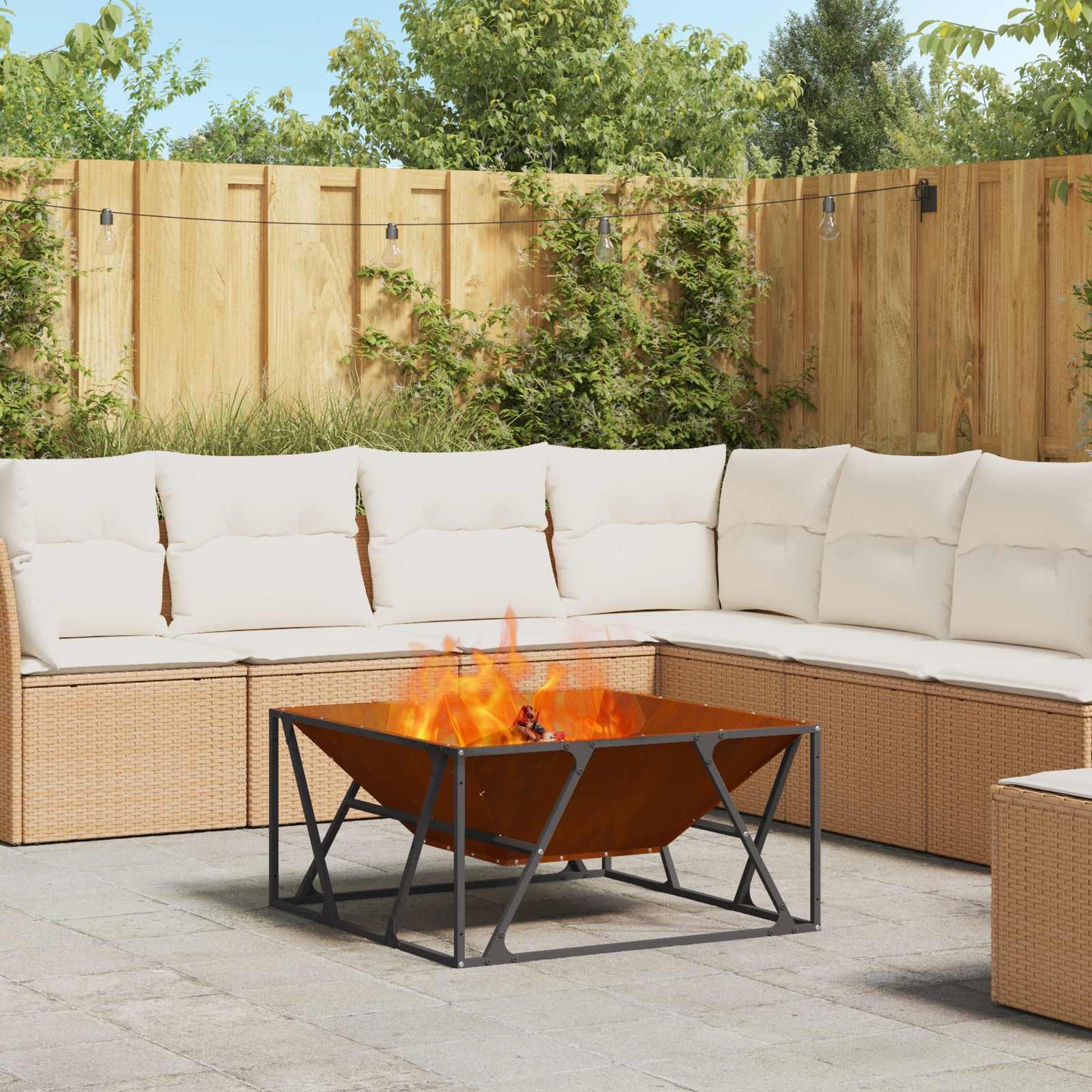 vidaXL Fire Pit Brown 80 x 80 x 40 cm Weathering Steel