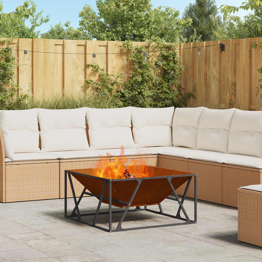 vidaXL Fire Pit Brown 80 x 80 x 40 cm Weathering Steel