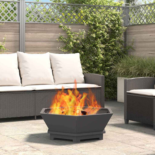 vidaXL Fire Pit Black 75 x 75 x 28 cm Cold-rolled steel