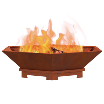 vidaXL Fire Pit Brown 100 x 100 x 28 cm Weathering Steel