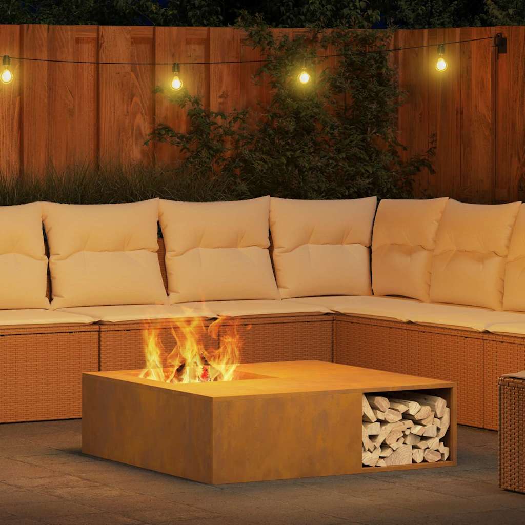 vidaXL Fire Pit Brown 100 x 100 x 30 cm Weathering steel