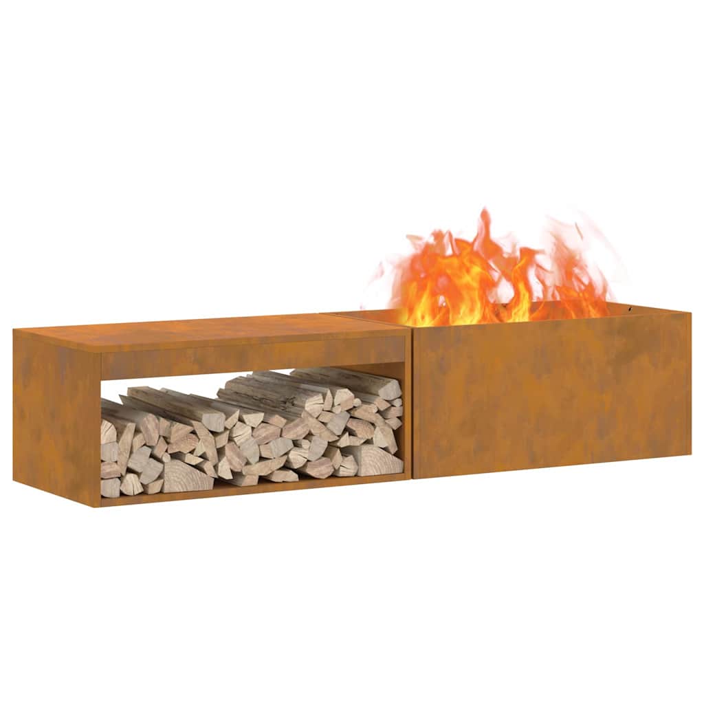 vidaXL Fire Pit Brown 160 x 45 x 35 cm Weathering steel