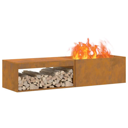 vidaXL Fire Pit Brown 160 x 45 x 35 cm Weathering steel