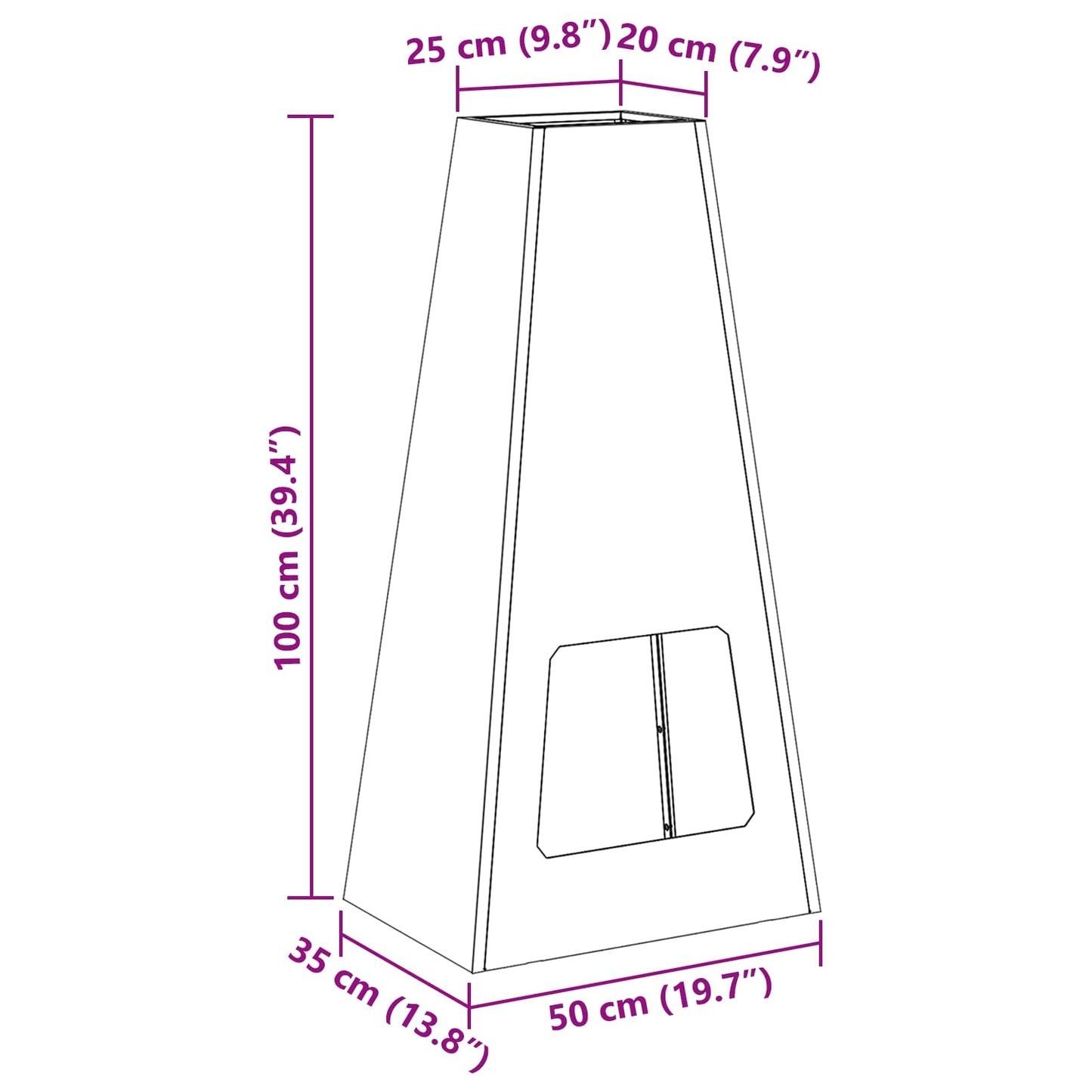 vidaXL Fire Pit Black 50 x 35 x 100 cm Steel