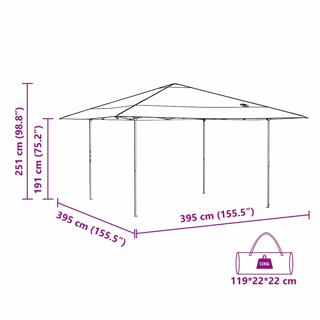 vidaXL Canopy Tent Manual Orange 395 x 395 x 251 cm Fabric