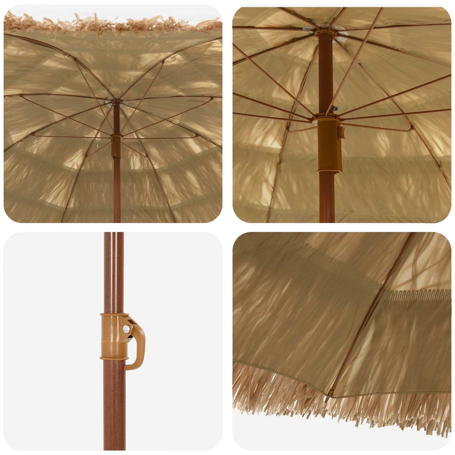 vidaXL Beach Parasol Natural 160 x 160 x 196 cm Polyester and Steel