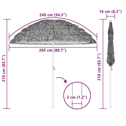 vidaXL Beach Parasol Brown Ø 206 x 209.5 cm Steel