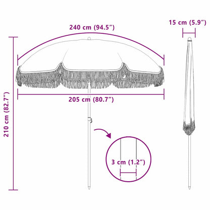 vidaXL Parasol Yellow and White Ø 205 x 209 cm Steel