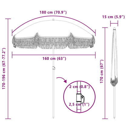 vidaXL Parasol Grey and White Ø 160 x 195 cm Steel