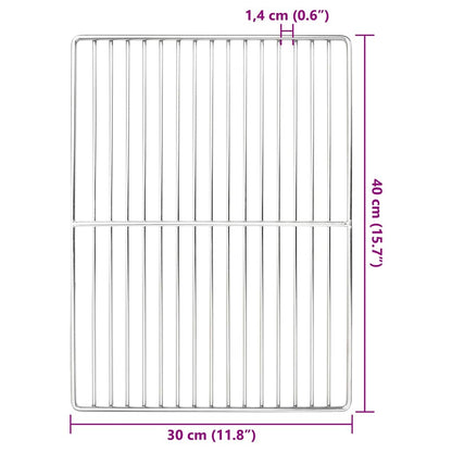 vidaXL Grill Grate 40 x 30 cm Stainless Steel Silver