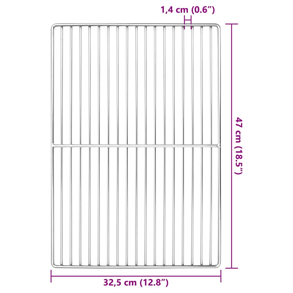 vidaXL Grill Grate 47 x 32.5 cm Stainless Steel Silver