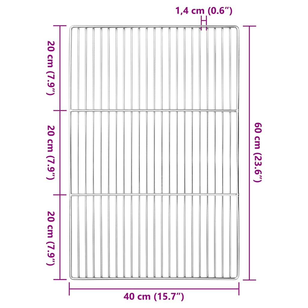 vidaXL Grill Grate 60 x 40 cm Stainless Steel Silver