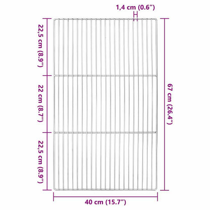 vidaXL Grill Grate Silver 67 x 40 cm Stainless Steel