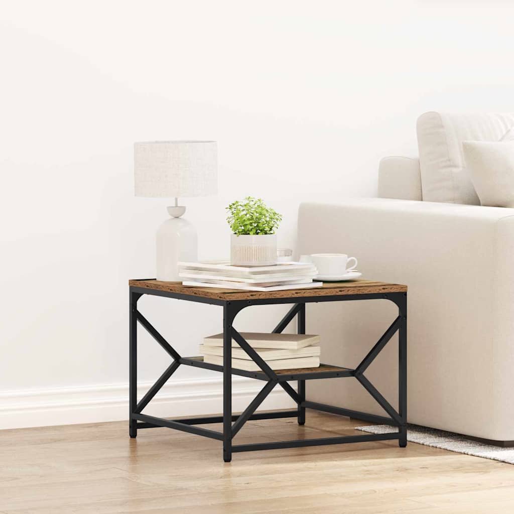 vidaXL Coffee Table Old Wood 51 x 50 x 40 cm Engineered Wood and Steel