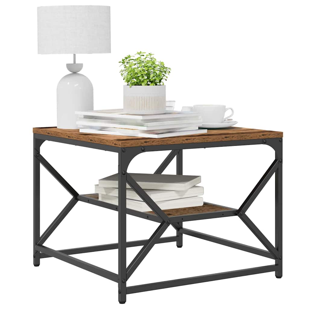 vidaXL Coffee Table Old Wood 51 x 50 x 40 cm Engineered Wood and Steel