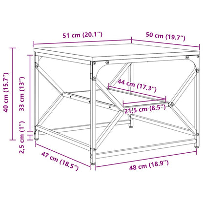 vidaXL Coffee Table Old Wood 51 x 50 x 40 cm Engineered Wood and Steel