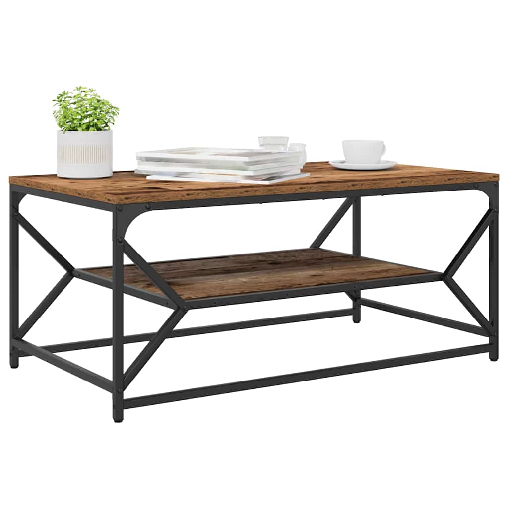 vidaXL Coffee Table Old Wood 90 x 50 x 40 cm Engineered Wood and Steel