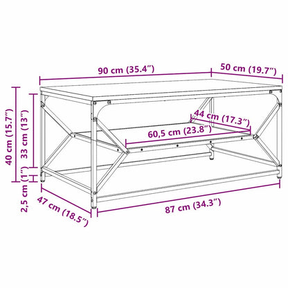 vidaXL Coffee Table Artisan Oak 90 x 50 x 40 cm