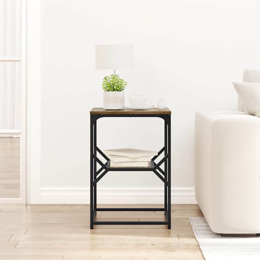 vidaXL Side Table Smoked Oak 41 x 40 x 60 cm Engineered Wood and Steel