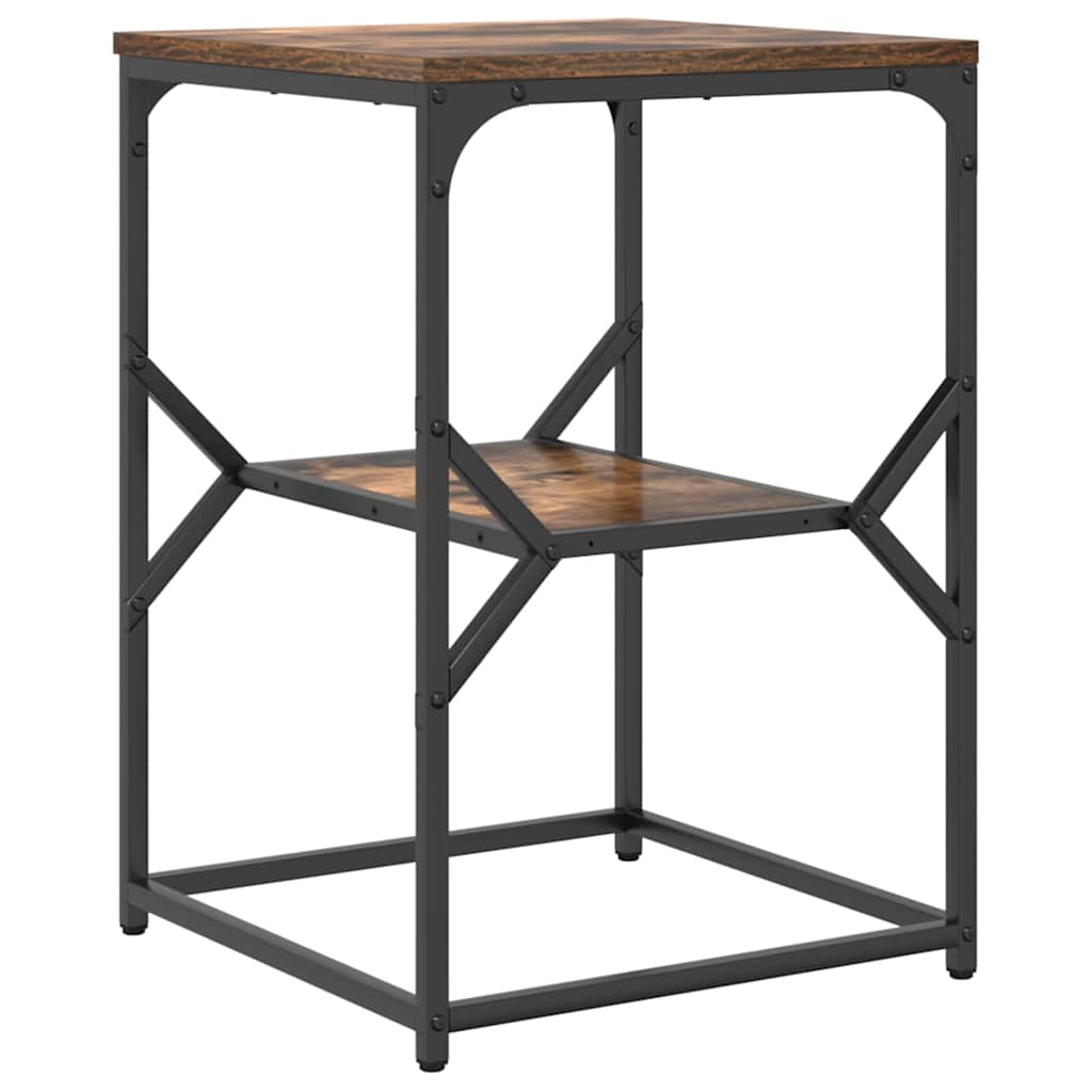 vidaXL Side Table Smoked Oak 41 x 40 x 60 cm Engineered Wood and Steel