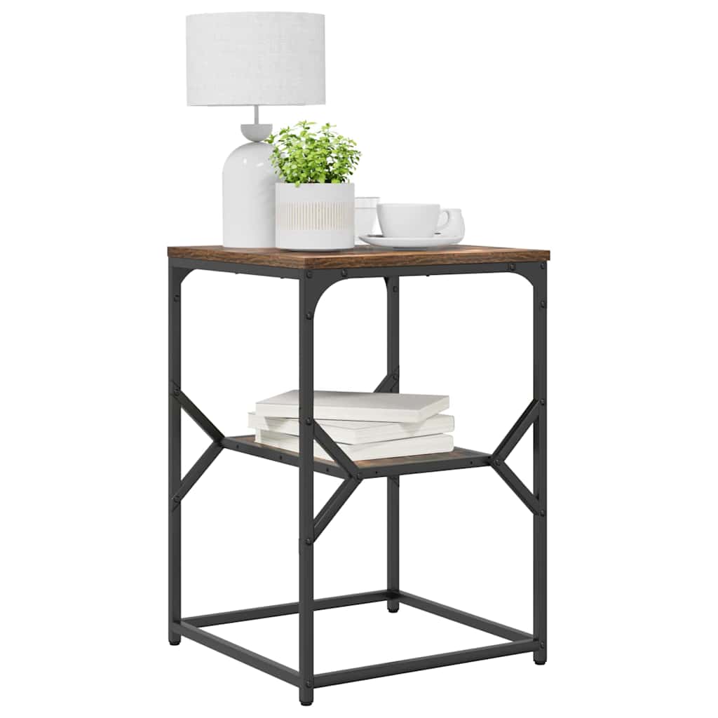 vidaXL Side Table Smoked Oak 41 x 40 x 60 cm Engineered Wood and Steel