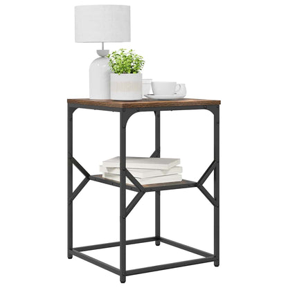 vidaXL Side Table Smoked Oak 41 x 40 x 60 cm Engineered Wood and Steel