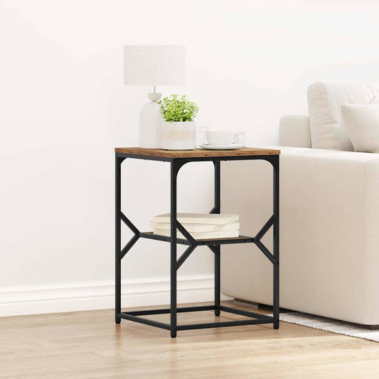 vidaXL Side Table Old Wood 41 x 40 x 60 cm Engineered Wood and Steel
