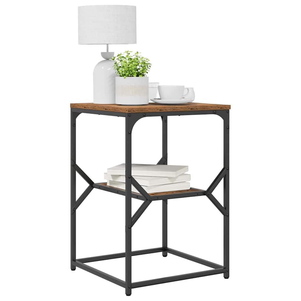 vidaXL Side Table Old Wood 41 x 40 x 60 cm Engineered Wood and Steel