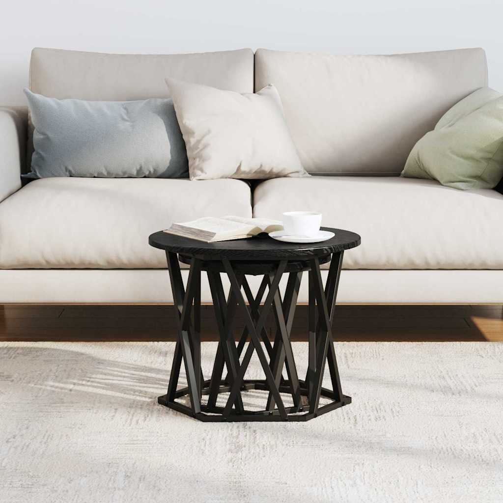 vidaXL Side Table 2 pcs Black Oak Engineered Wood and Steel