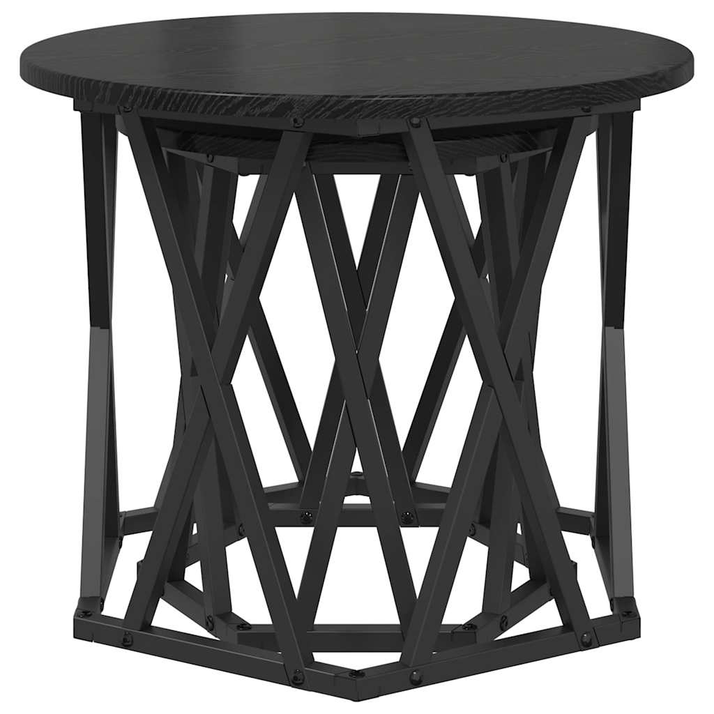 vidaXL Side Table 2 pcs Black Oak Engineered Wood and Steel