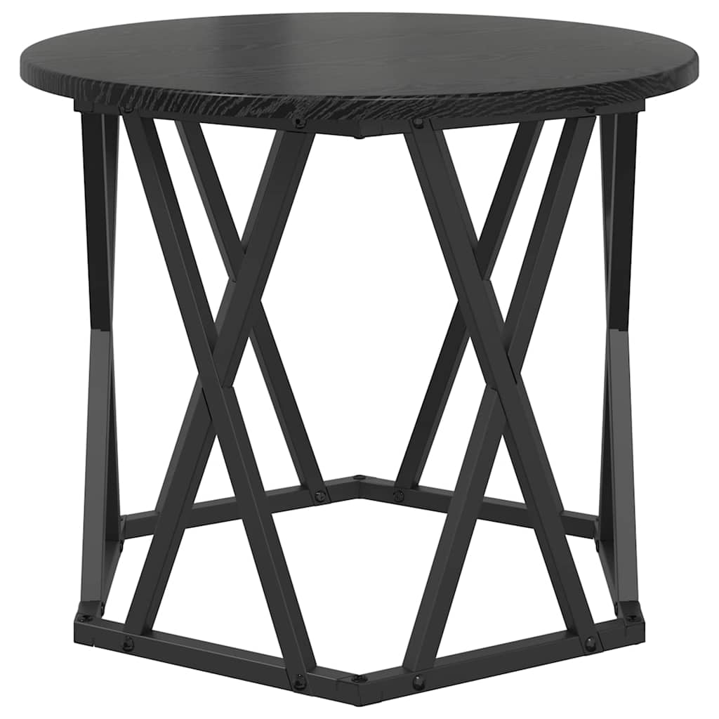 vidaXL Side Table 2 pcs Black Oak Engineered Wood and Steel