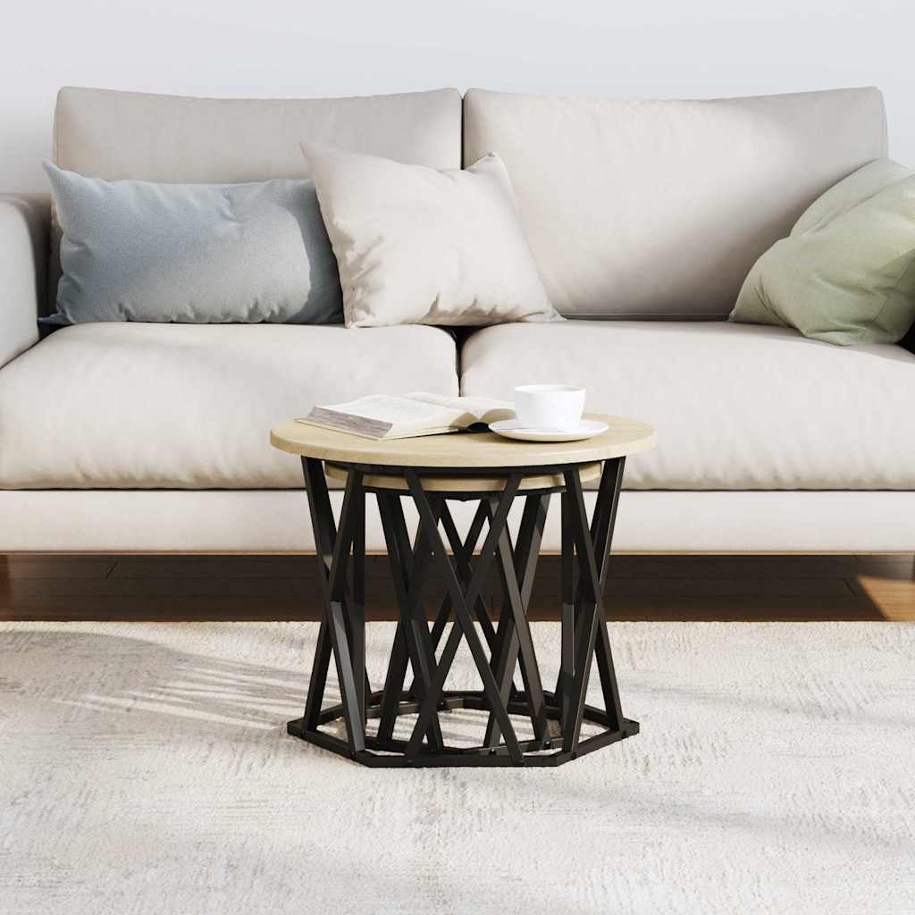 vidaXL Side Table 2 pcs Sonoma Oak Engineered Wood and Steel