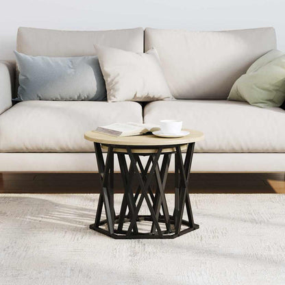 vidaXL Side Table 2 pcs Sonoma Oak Engineered Wood and Steel