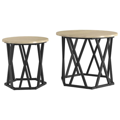 vidaXL Side Table 2 pcs Sonoma Oak Engineered Wood and Steel
