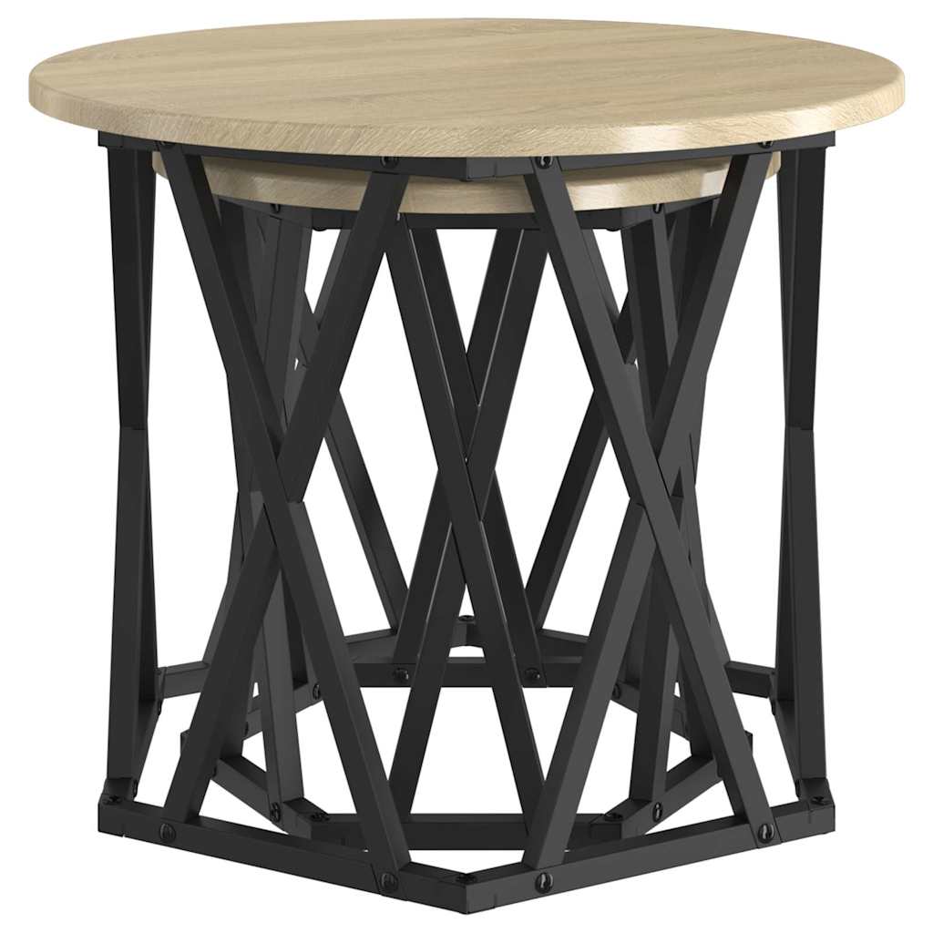 vidaXL Side Table 2 pcs Sonoma Oak Engineered Wood and Steel