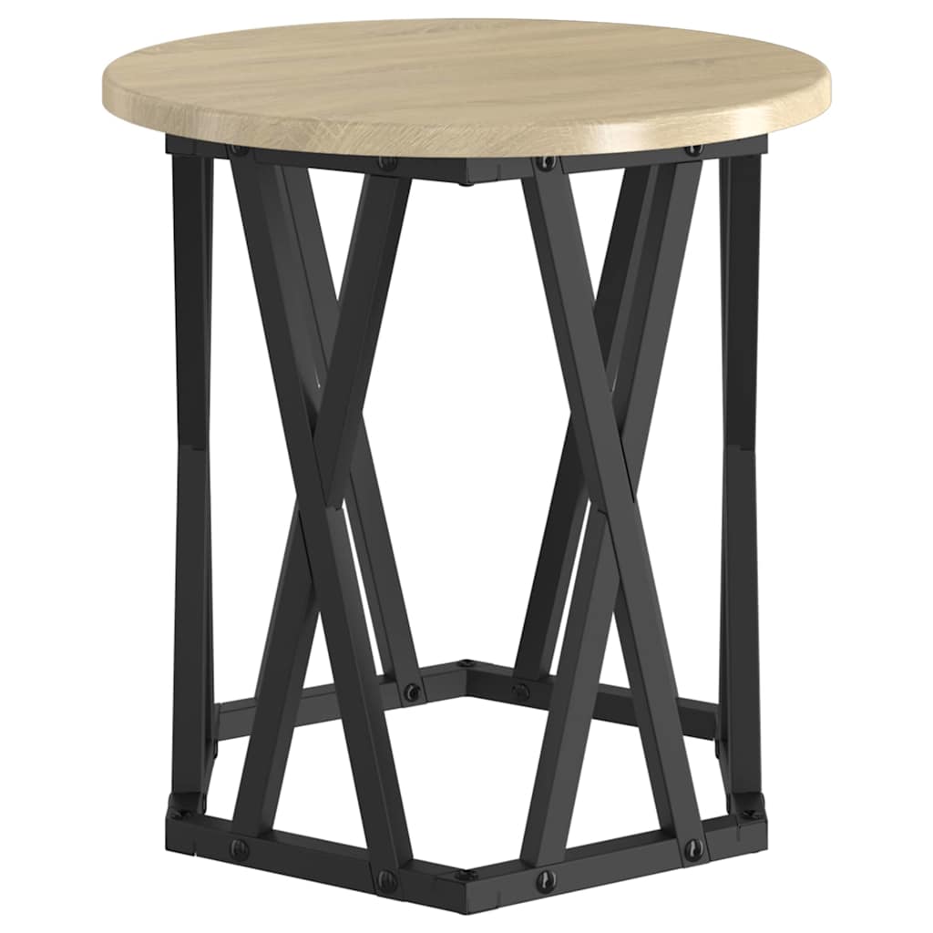 vidaXL Side Table 2 pcs Sonoma Oak Engineered Wood and Steel