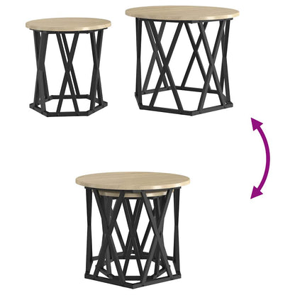 vidaXL Side Table 2 pcs Sonoma Oak Engineered Wood and Steel