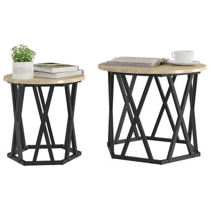 vidaXL Side Table 2 pcs Sonoma Oak Engineered Wood and Steel