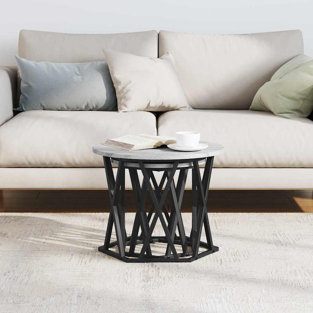 vidaXL Side Table 2 pcs Grey Sonoma Engineered Wood and Steel