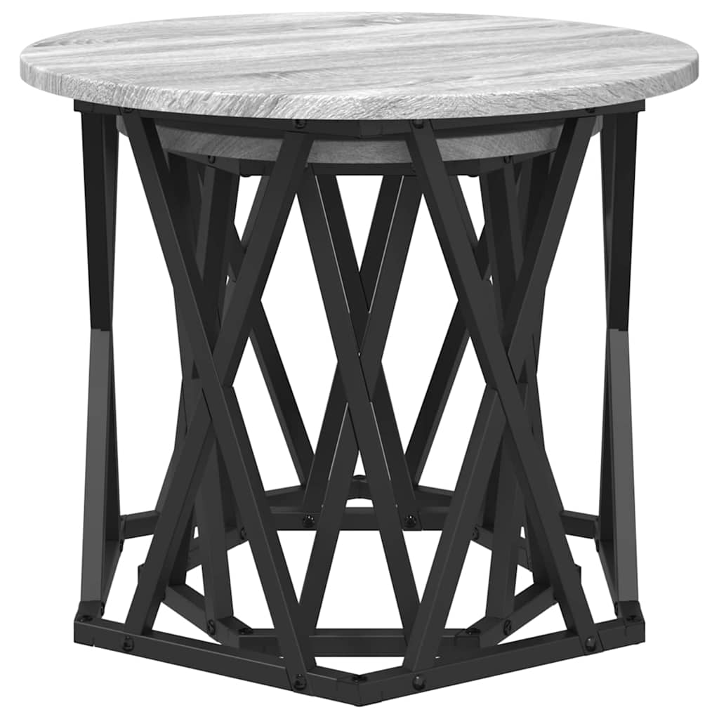 vidaXL Side Table 2 pcs Grey Sonoma Engineered Wood and Steel