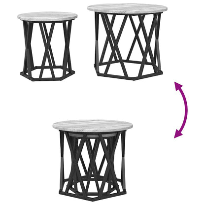 vidaXL Side Table 2 pcs Grey Sonoma Engineered Wood and Steel