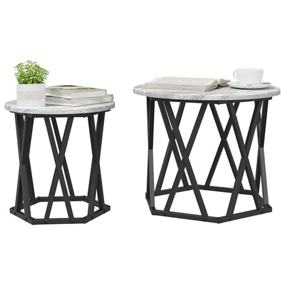 vidaXL Side Table 2 pcs Grey Sonoma Engineered Wood and Steel