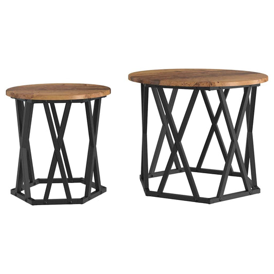 vidaXL Side Table 2 pcs Reclaimed wood 50 x 50 x 40 cm