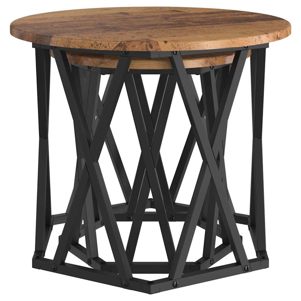 vidaXL Side Table 2 pcs Reclaimed Wood Engineered Wood and Steel