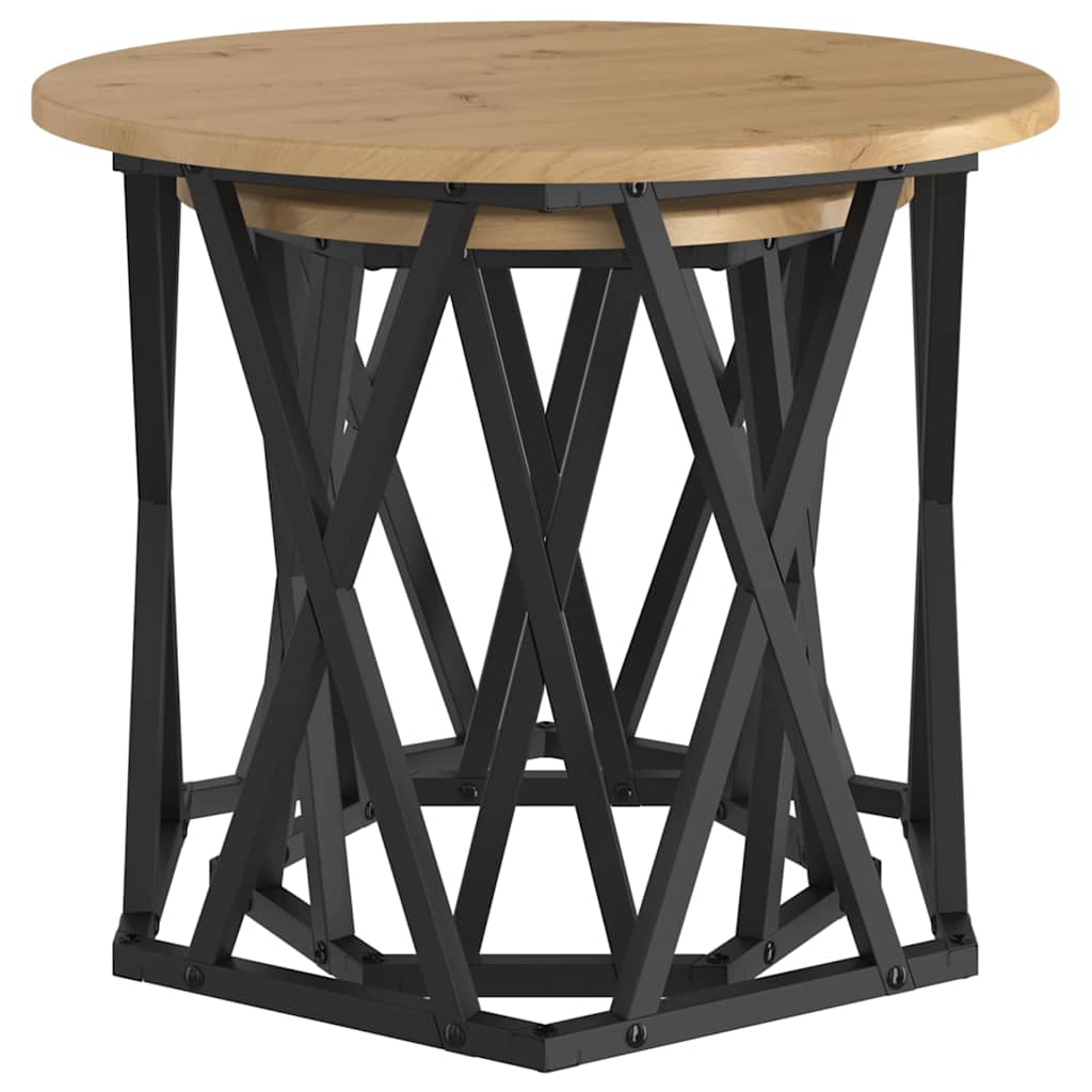 vidaXL Side Table 2 pcs Artisan Oak Engineered Wood and Steel